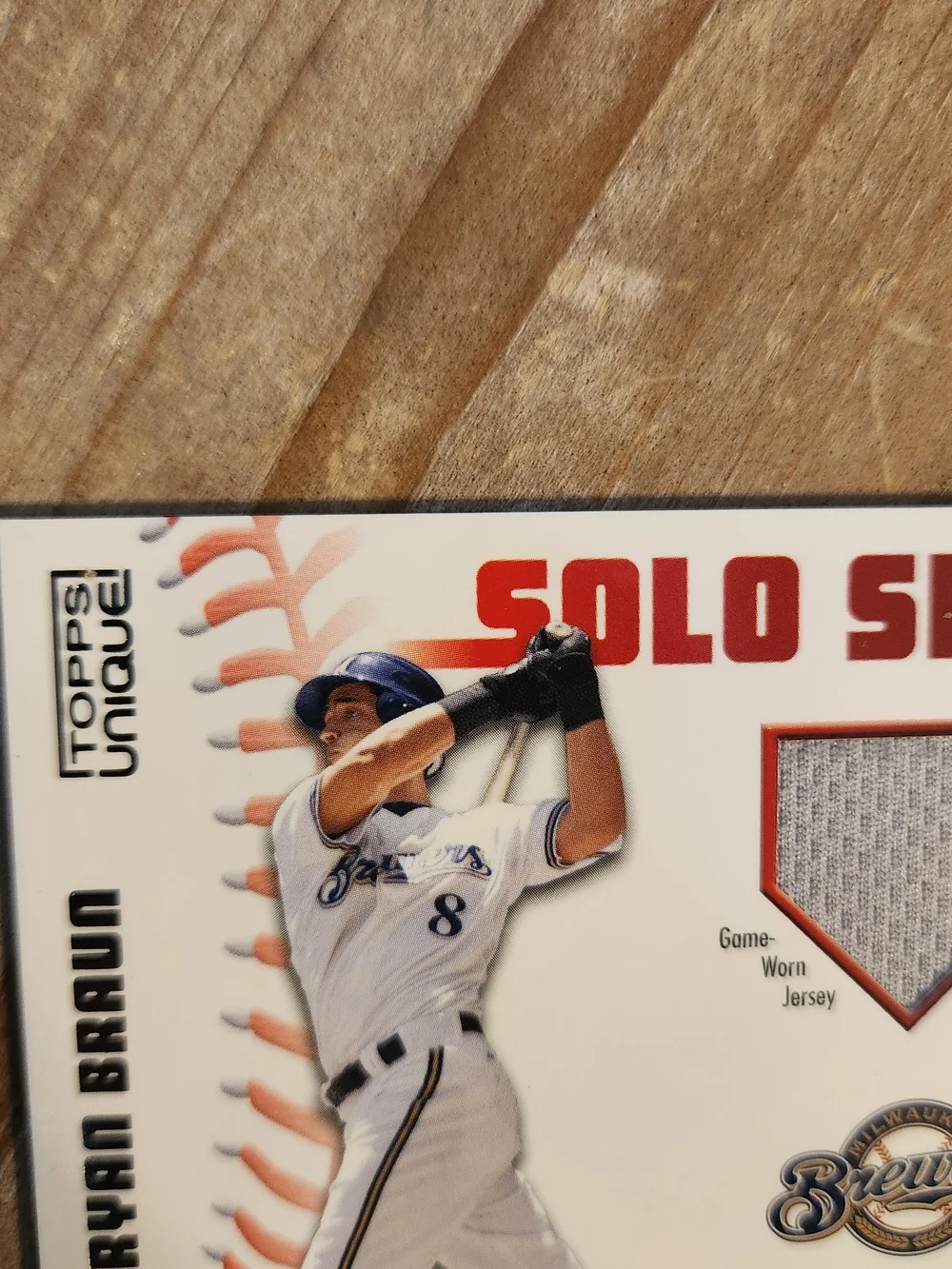 2009 Topps Unique #SSR-RB Ryan Braun Solo Shot Relics #/275 Jersey Card